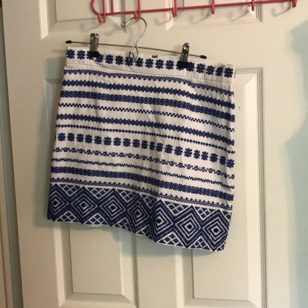 NWT SAM EDLEMAN BLUE AND WHITE MINI SKIRT SZ 12